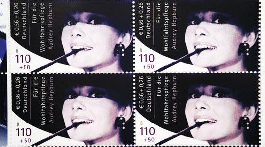 Rare stamps depicting Audrey Hepburn. Photo: PA Wire