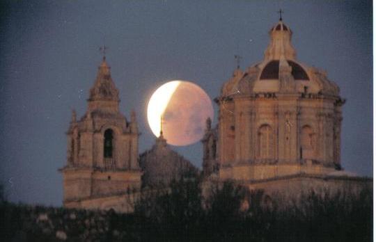 A partial lunar eclipse.