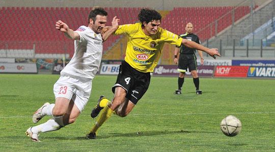 Birkirkara's Trevor Cilia delivers a cross-shot during his side's win over Tarxien. Photos: Jason Borg