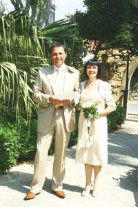 Norman and Susan Smith at their wedding ceremony in Gozo.