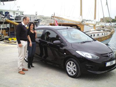 Ira Losco with David Gasan and the Ira edition Mazda 2.
